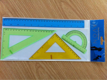 plastic ruler triangle protractor set