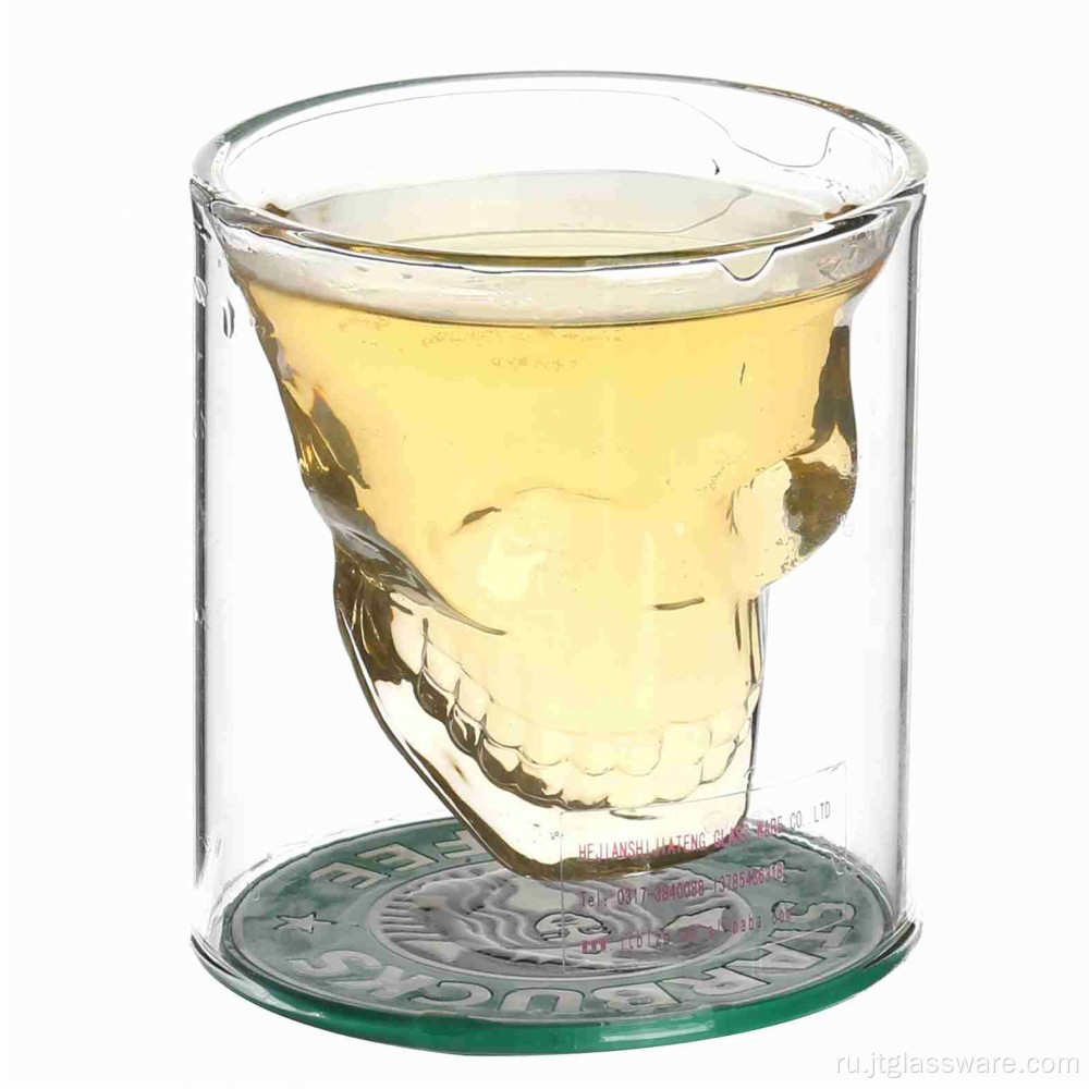 Изготовленная на заказ одностенная стеклянная чашка с черепом