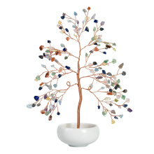 Raw Multi Stone Raw Stone Copper Tree Small Bowl Base Ornament