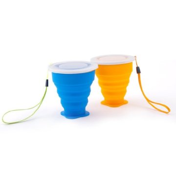 200ml Drinking Cup with Handle or Cover Collapsible Silicon Cup