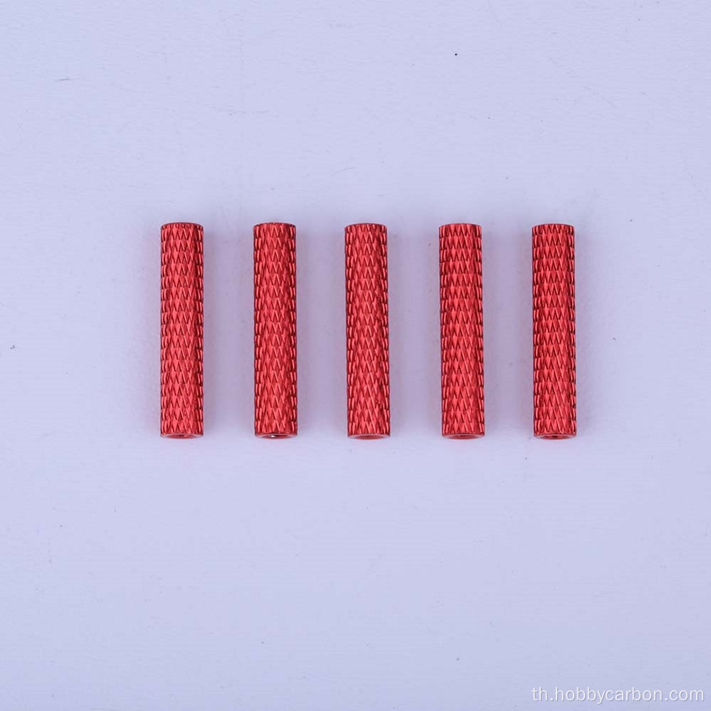 M3 Red Aluminium Standoffs knurled round ในสต็อก