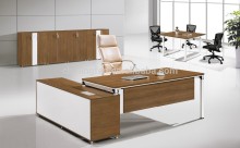 Wooden office table design with side cabinet