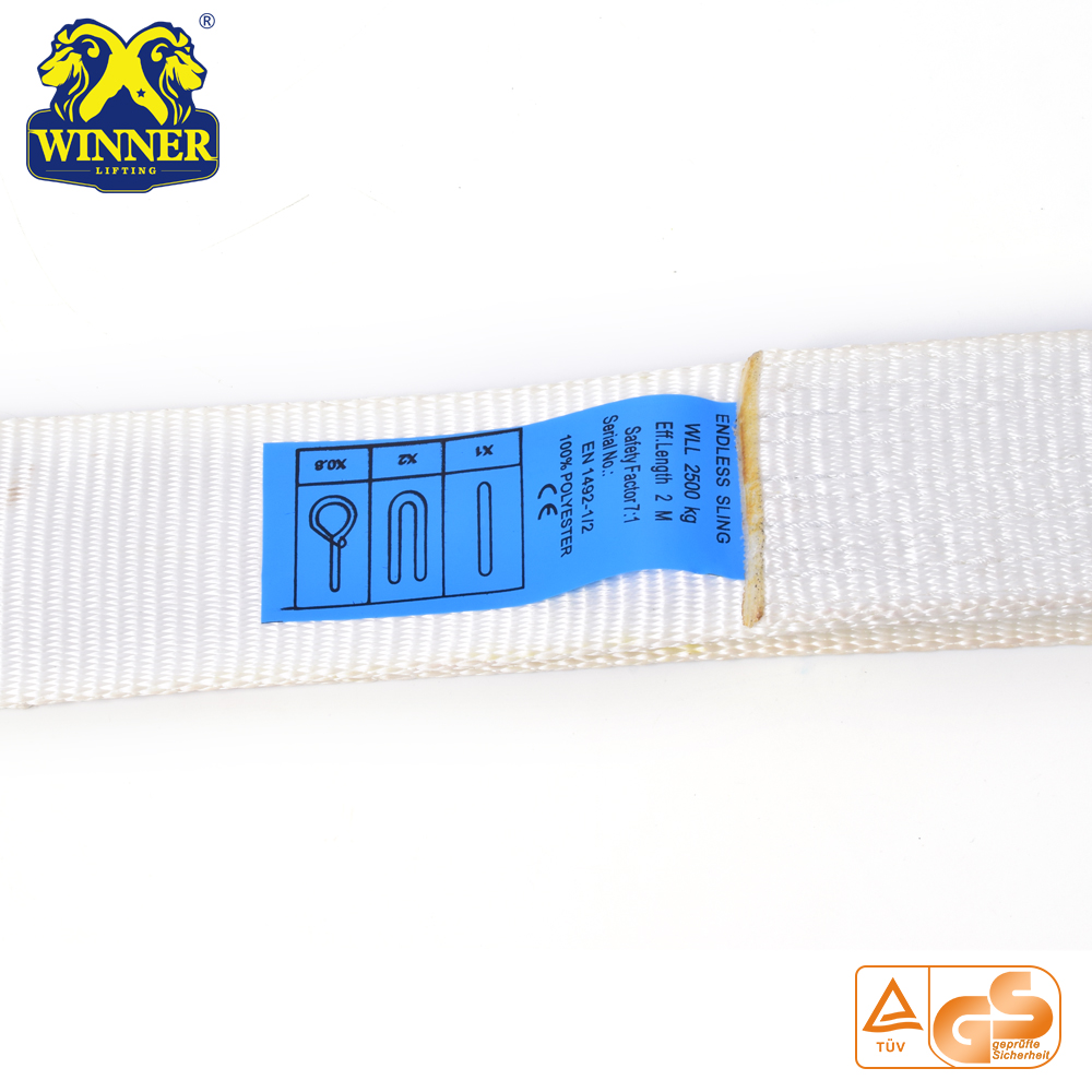 Specification 2.5Ton EN1492 Polyester Round Lifting Webbing Sling