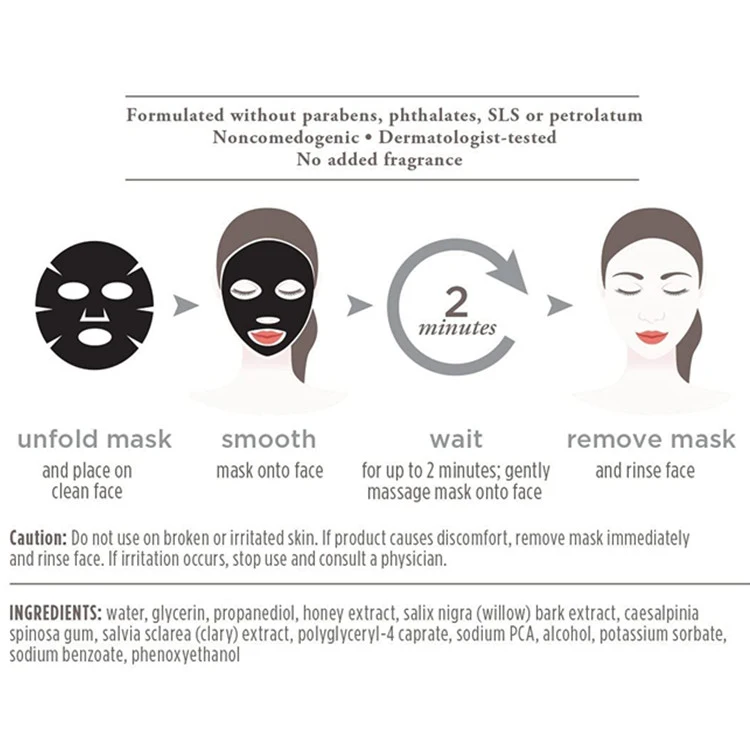 Natural Honey Formula Soothing Detoxifying Charcoal Facial Sheet Mask