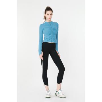 The Blue Pleated Yoga Top