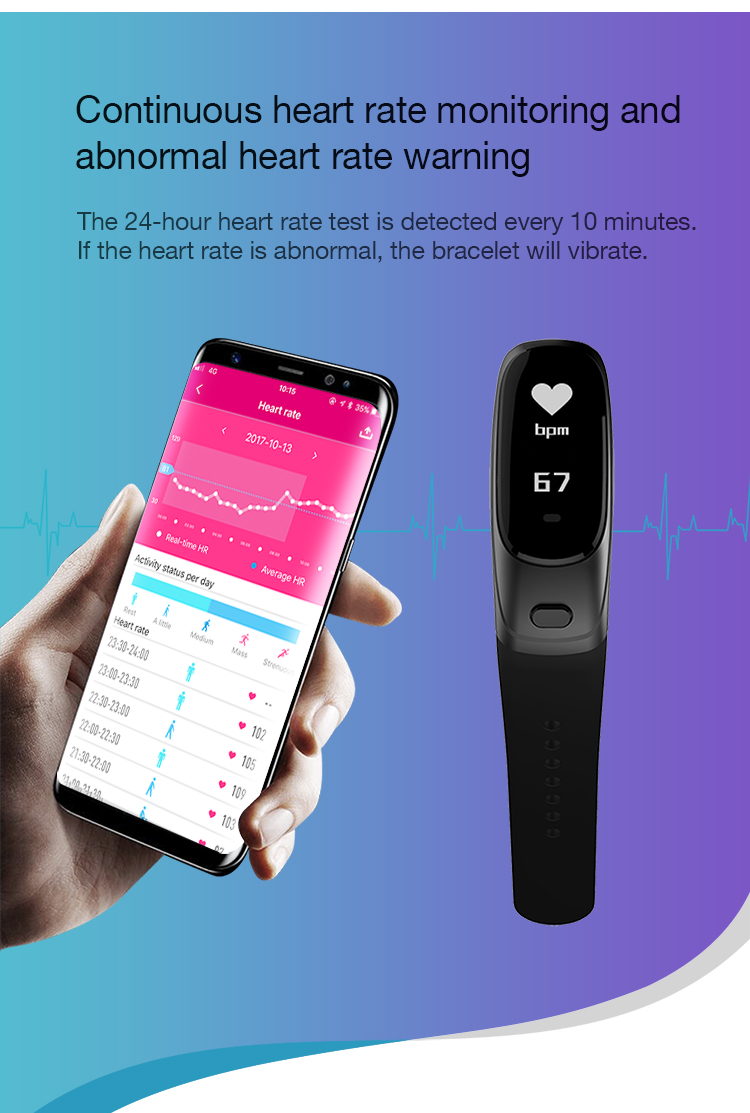 CE RoHS Sport Fitness Tracker ear band Bracelet Heart Rate Health Smart Wristband