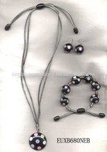 nylon cord resin dot beads knot pendant necklace bracelet earring jewelry set,beads necklace, beaded necklace,resin jewelry