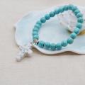 Bracelet de breloques perles rondes avec chakra turquoise naturelle 8MM avec HowliteCross