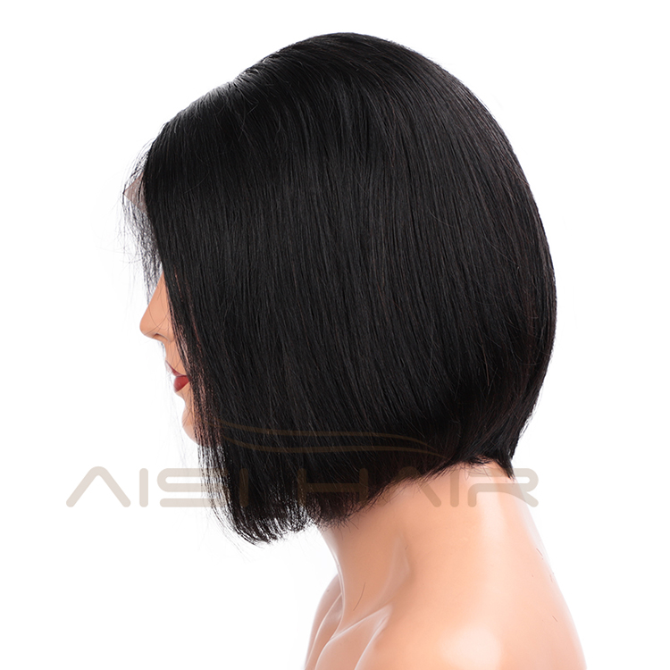 Aisi Hair Hot Selling Short Silky Straight Black Bob Wig Synthetic Swiss Lace Wig Cheap Lace Frontal Hair Wigs For Black Women