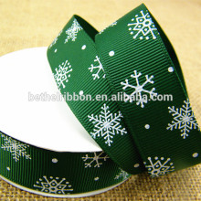 Green custom printed grosgrain ribbon