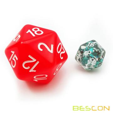 Bescon Jumbo Glowing D20 38MM, большой размер, 20 сторон, красный кубик, светящийся в темноте, большой 20 граней, куб 1,5 дюйма