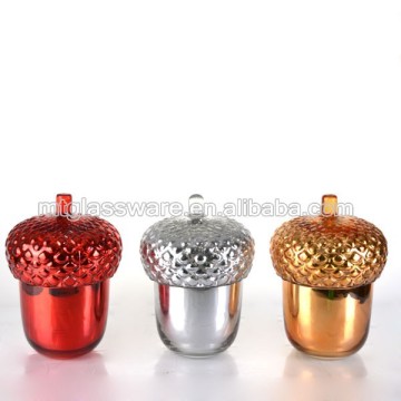 2015 Mintao glass pinecone hanging ornaments,hot sale glass pinecone decorations,high grade christmas shiny pinecone glass ornam