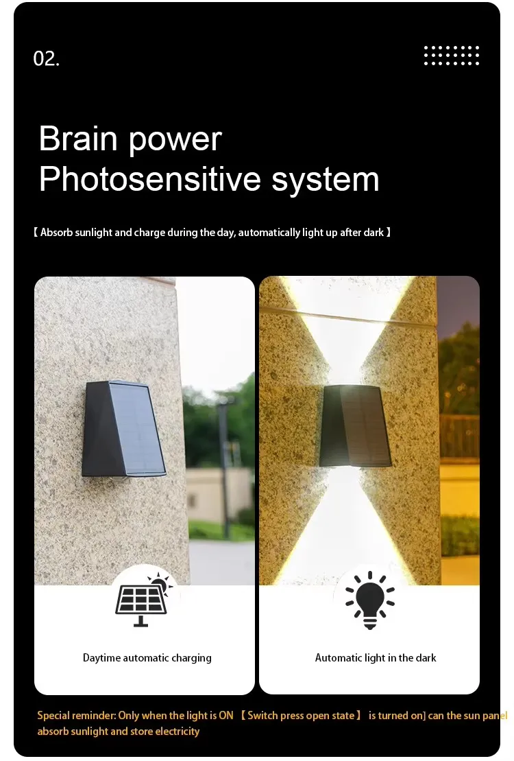 Solar Powered Waterproof Outdoor Wall Light for Gardens