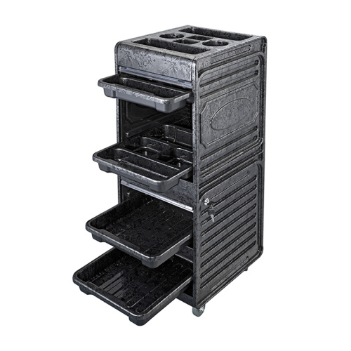 Black Storage Trolley Utility For Hair Salon