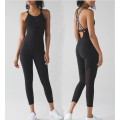 One-Piece Sport Yoga Jumpsuit Fanm Kouri Fòm