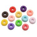 Color mezclado lindo Mini Donut postre en forma de cabujón de resina artículos de bricolaje para collar pulsera llavero decoración encantos