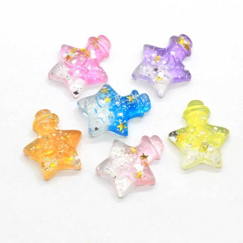 100 Uds 3D Kawaii brillo estrella botella plana resina cabujones álbum de recortes DIY joyería artesanía decoración Accesorios