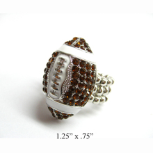 Wholesale Sports Jewelry Brown Rhinestone Football Stretch Ring