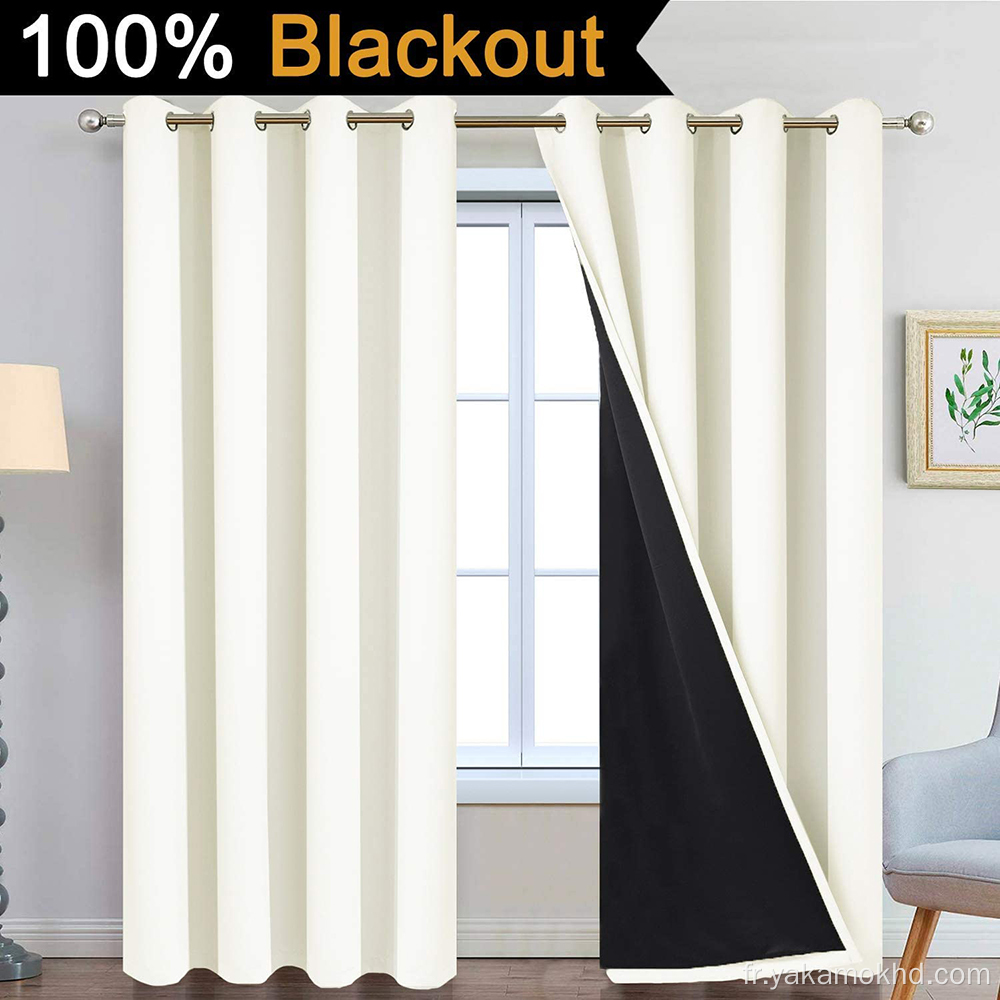 Rideaux 100% occultants crème pour chambre à coucher