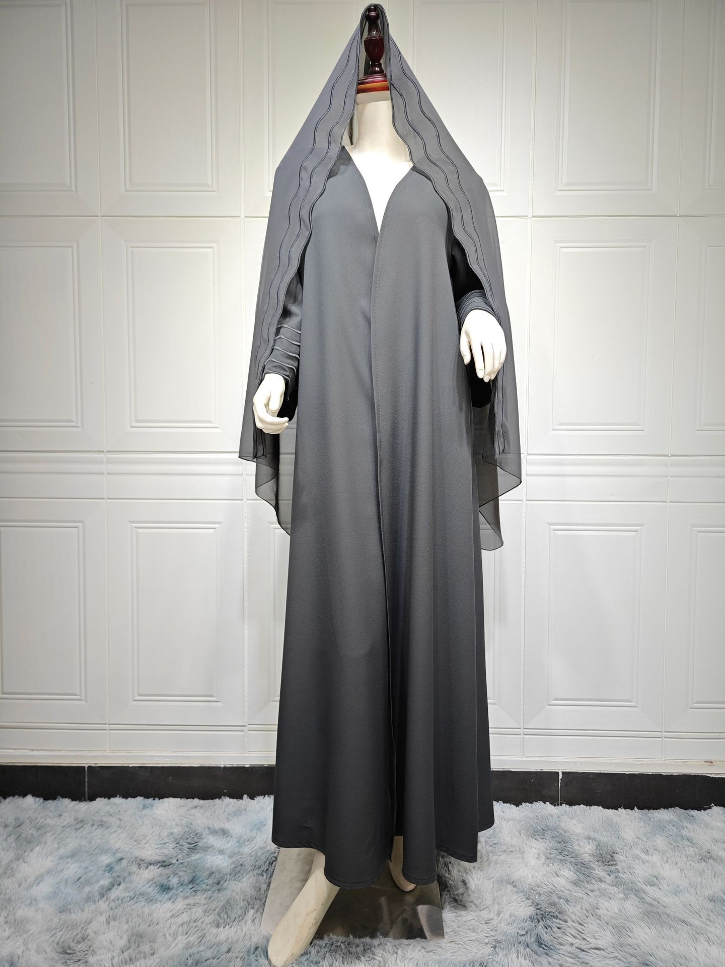 ست عبای باز با جزئیات حجاب Dubai Abaya with Hijab