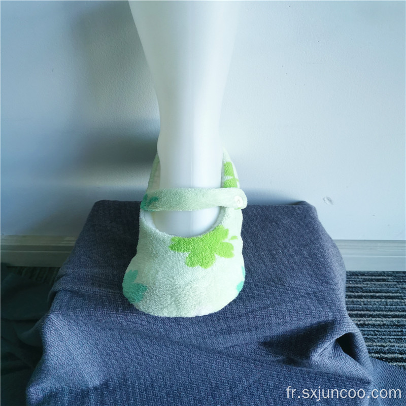 Plantes Imprimées Bande Velcro Intérieur Pantoufles Pour Enfants Chaussettes