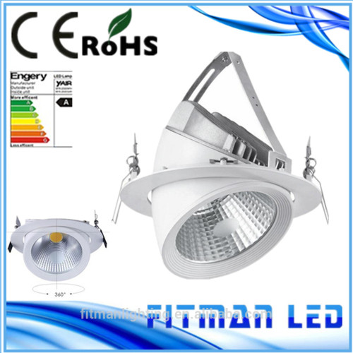 adjustable cob led downlight,60degree rotable led light, 35W cob gimbal led downlight