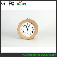 Eco-friendly handmade round wooden clock alarm clock
