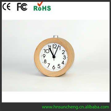 Eco-friendly handmade round wooden clock alarm clock