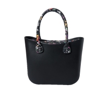 Classic black PU handles tote O style Bags