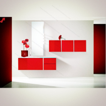 Designer Modern Red Gloss Hanging Bathroom Cabinets