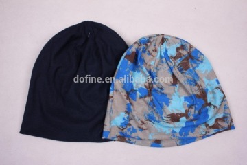 100% polyester reversible printed beanie