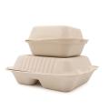 2 compartments food packaging sugarcane bagasse pulp box