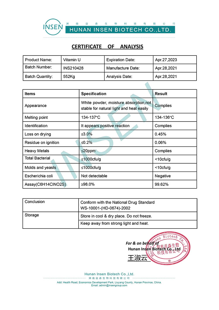 Most Favourable Vitamin U Powder Price