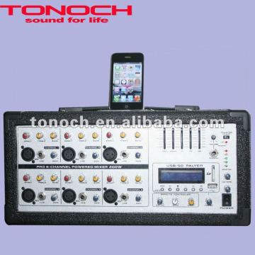 powered console mixer,audio mixer with USB,iPod Dock