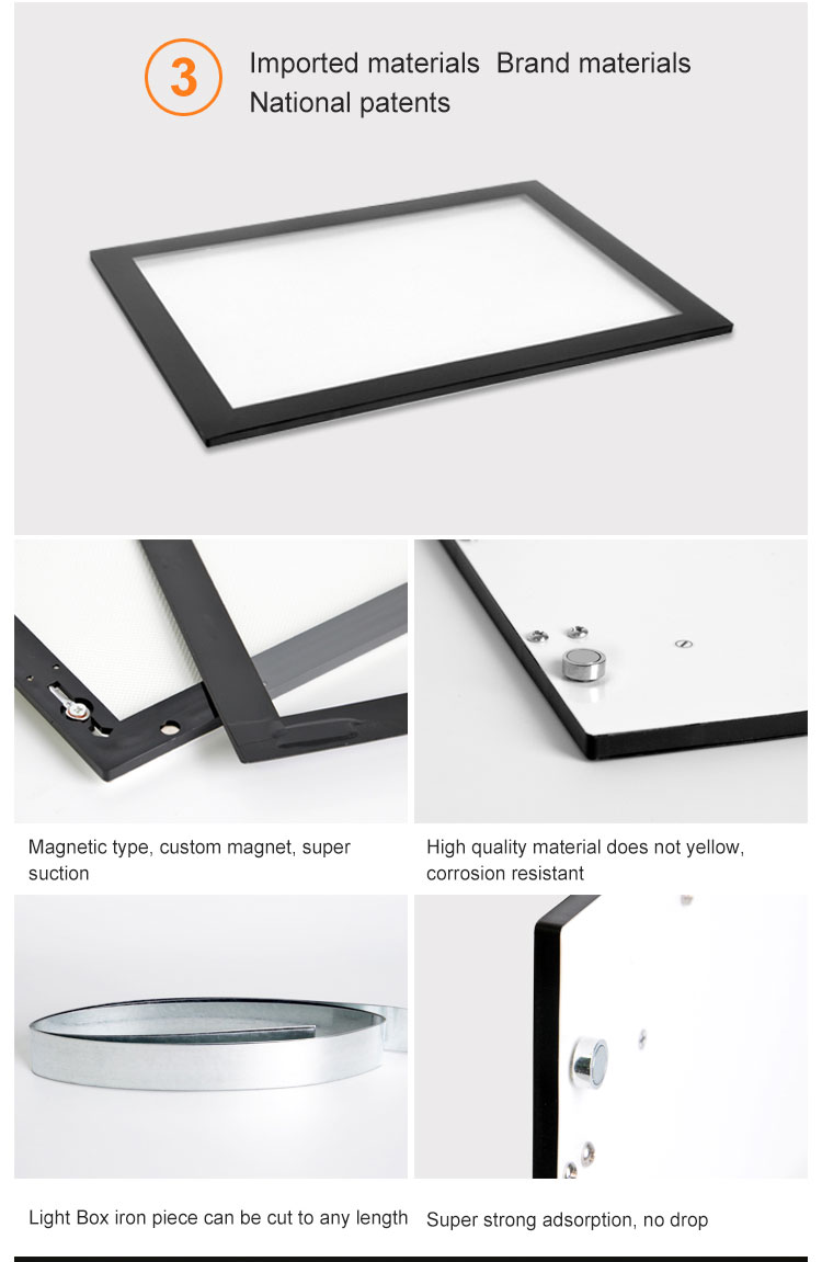 CF7 6mm ultra slim injection crystal frame LED single side advertising fast food led restaurant menu board light box