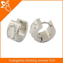 fashion crystal earrings hoops, 316 L stainless steel white opal earrings for men, China wholesale opal jewelry