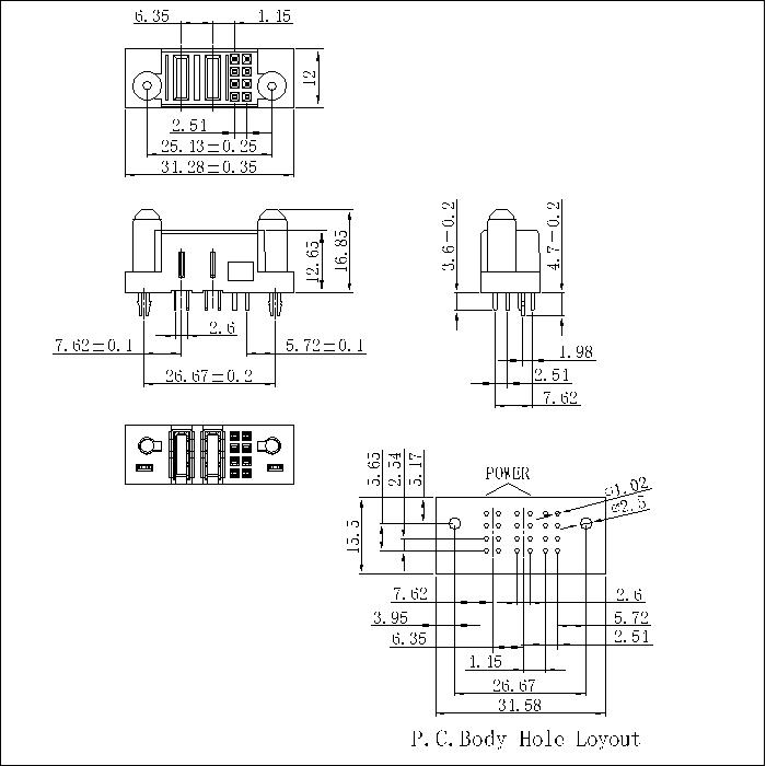 PSPF6.35S-0208G0G0AEX 6.35MM 2P Power+8P Signal Female Straight Dip Power Connector PSPF6.35S-0208G0G0AEX 6.35MM 2P Power+8P Signal Female Straight Dip Power Connector