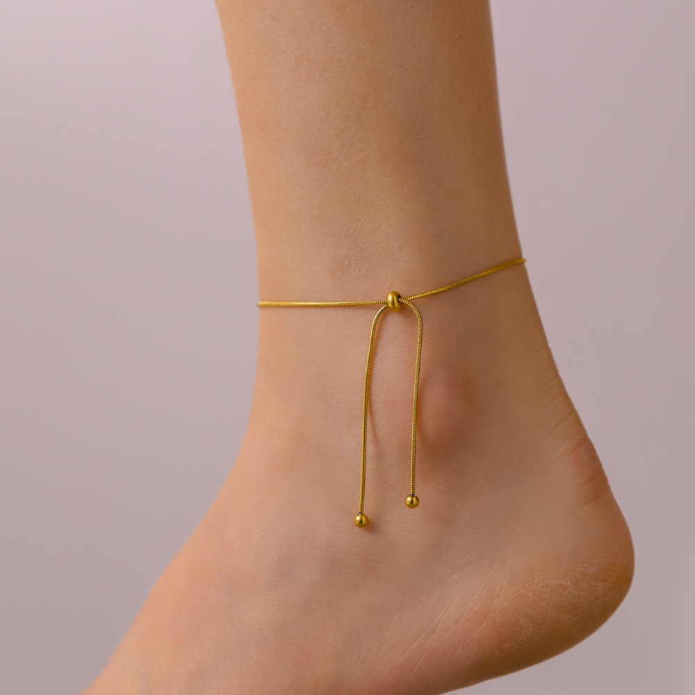 Minimalist jewelry stainless steel bracelet anklet gold snake bone chain adjustable  fashion luxury women's accessories