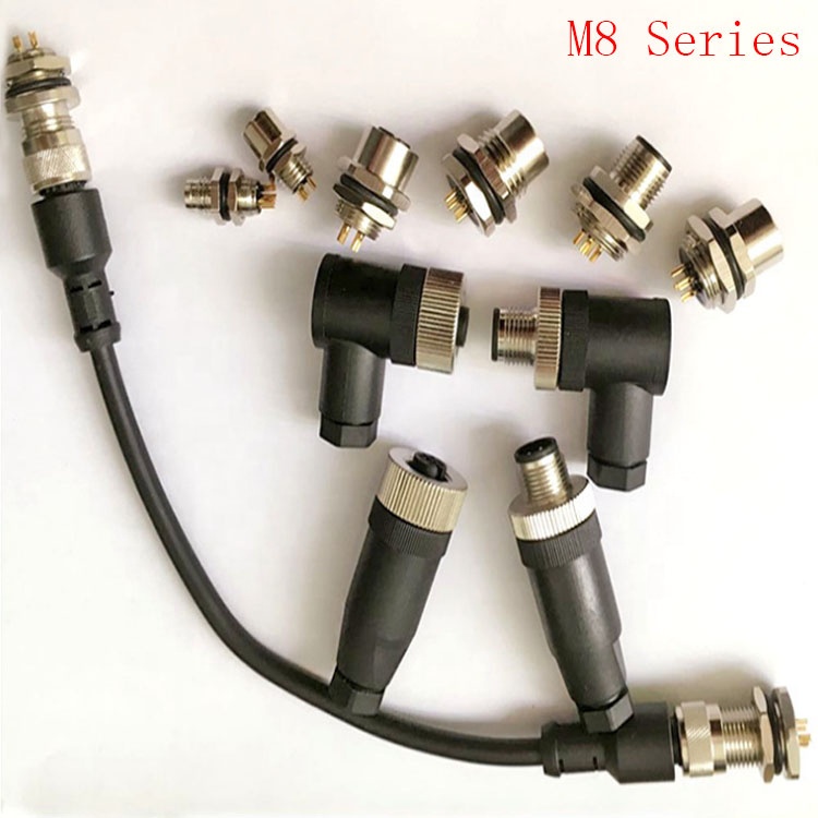 M8 Male Female Screw 3Pin 4Pin 5Pin straight plastic circular connector waterproof assembly