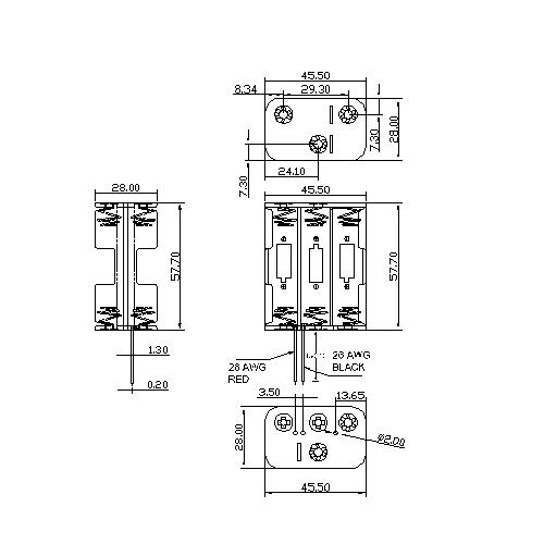 6 PIECES AA Battery Holders 3P DOUBLE BBA-5-3-150-2-A