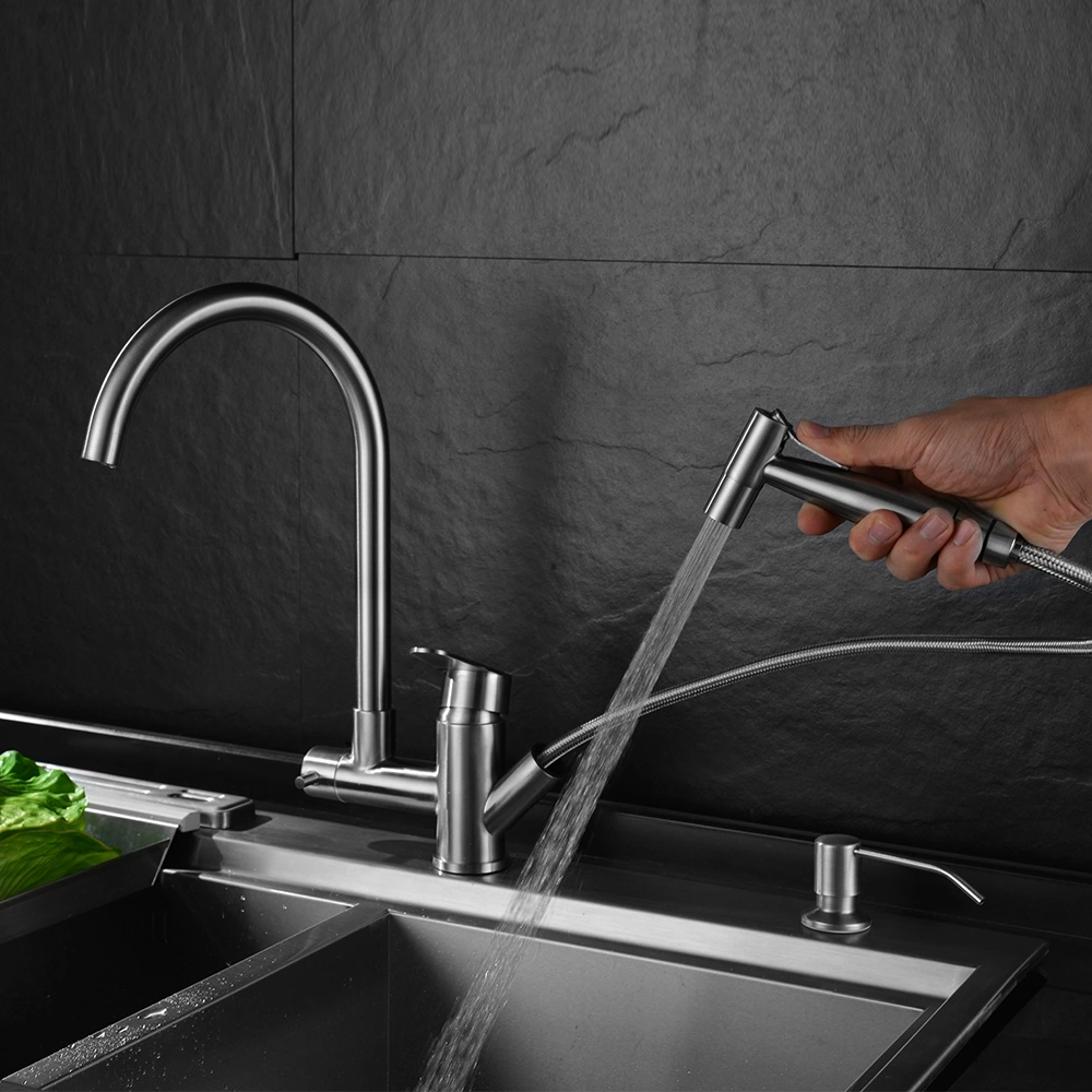 Modern New Design Stainless Steel Kitchen Faucet with Sprayer