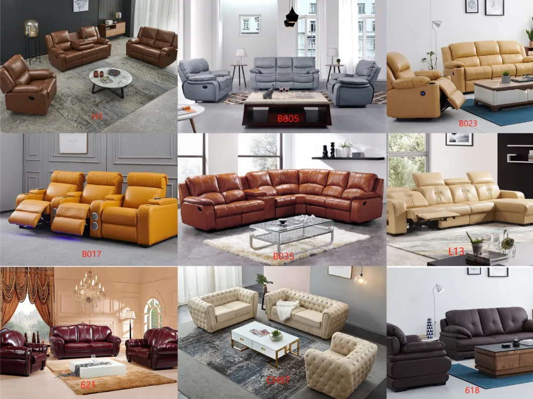 Chinese Leisure Living Room Furniture Leather /Fabric Upholstery Sofa Set