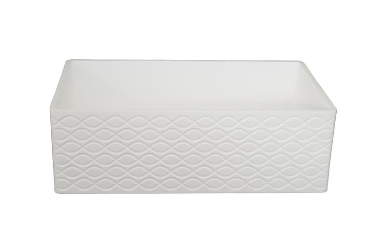 Popular design big size white solid surface kitchen sink