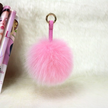 10cm 12cm fur pom poms ball keychain fox fur pompoms keychain