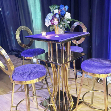 Stainless Steel Frame Glass Top Bar Table Sets