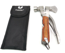 stainless steel multitool hammer with wooden handle