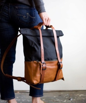 Custom high quality waxed canvas leather backpack