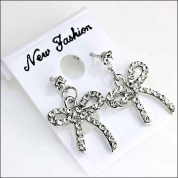 Wholesale Fashion Jewelry Fashion "Ribbon" Rhinestone Dangle Post Earring