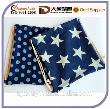 Girl Wholesale Fashion Printed Organic Cotton String Bag Shopping Bag