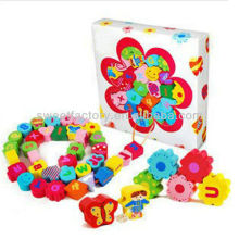Funny wooden educational learning games string beads toys